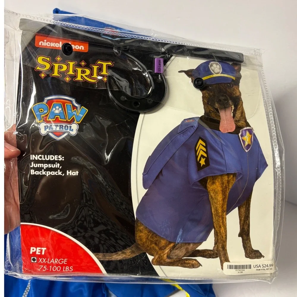 Spirit Halloween Paw Patrol Chase Pet Costume Blue Police Uniform Hat Pup pal